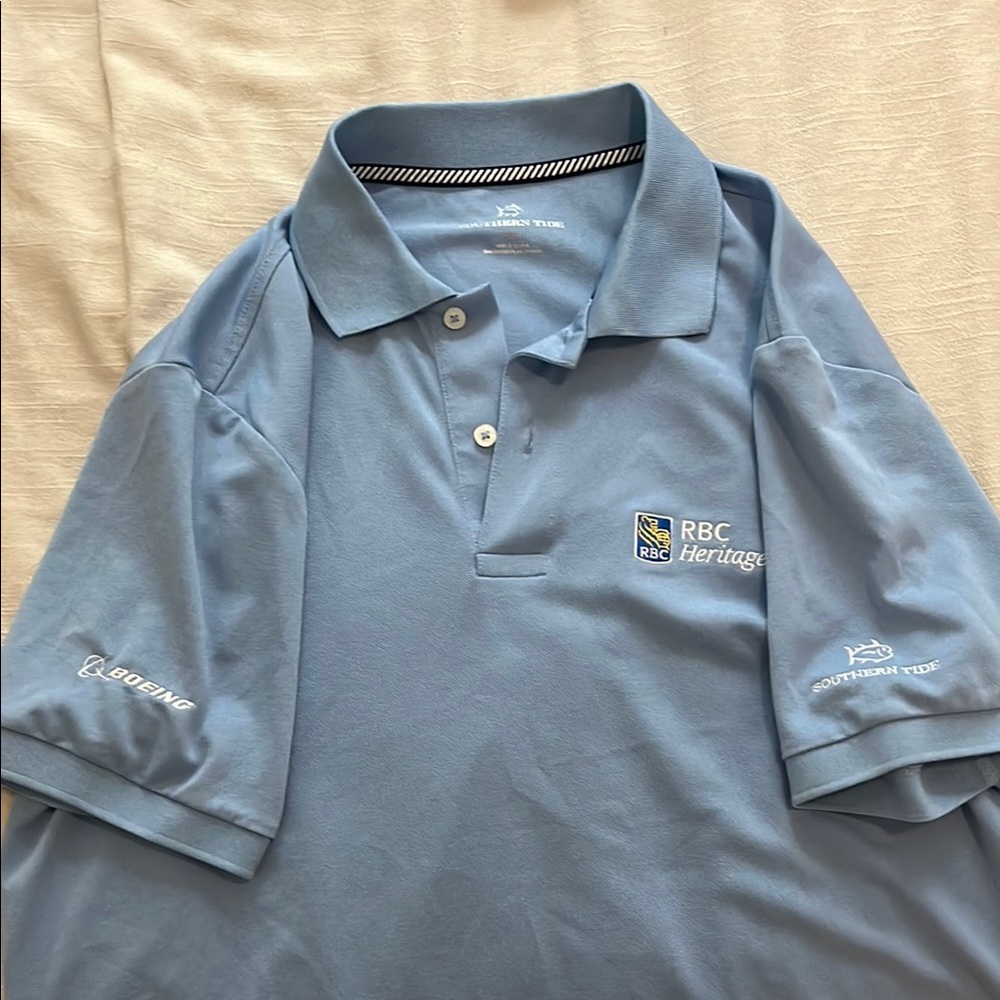 Men’s Southern Tide RBC Heritage PGA tournament polo light blue